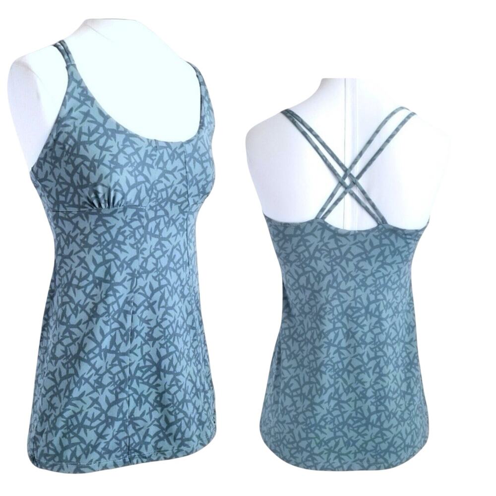 Patagonia Activewear Halter‎ Top XS Blue Aqua Crisscross Drawstring Bottom